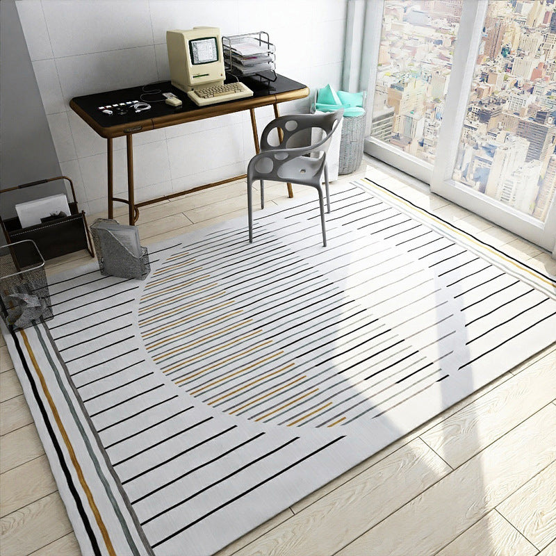 White contemporary carpet polyester striped pattern carpet washable carpet for the bedroom | Bowlift