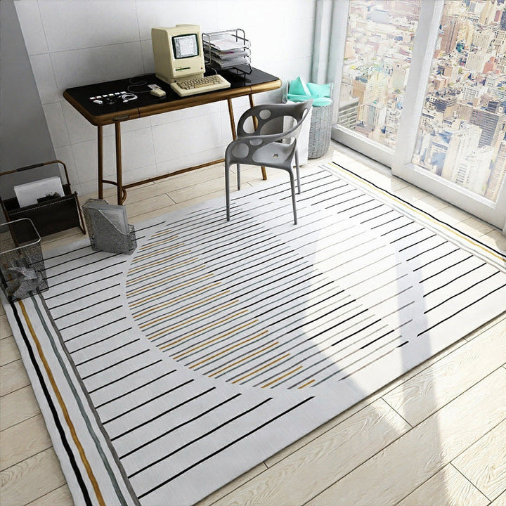 White contemporary carpet polyester striped pattern carpet washable carpet for the bedroom | Bowlift