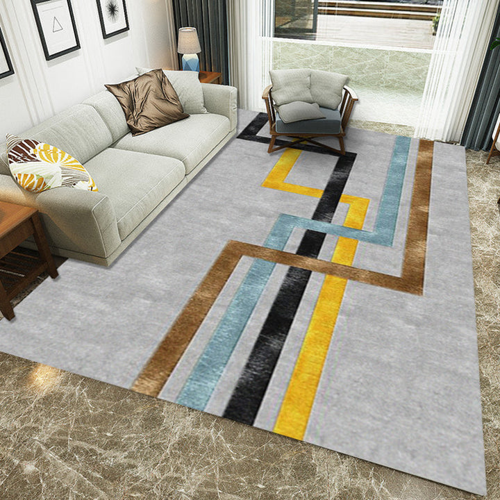 Modern striped patterned rug gray polyester rug washable rug for the living room | Bowlift