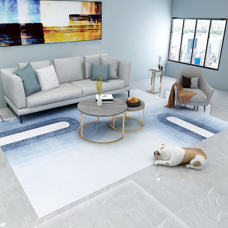 Modern Ombre Blue Polyester Carpet Washable Carpet for the Living Room | Bowlift