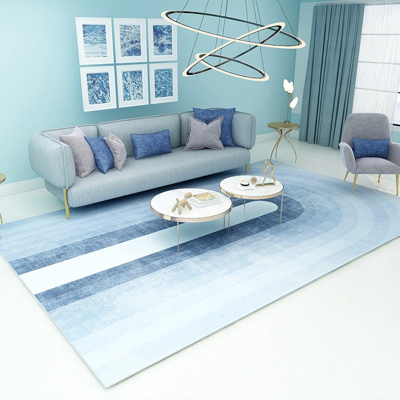 Funky Ombre Pattern Rug Blue Simple Rug Polyester Washable Rug for Bedroom | Bowlift
