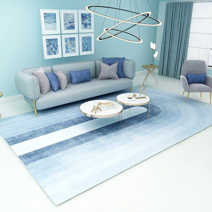 Funky Ombre Pattern Rug Blue Simple Rug Polyester Washable Rug for Bedroom | Bowlift