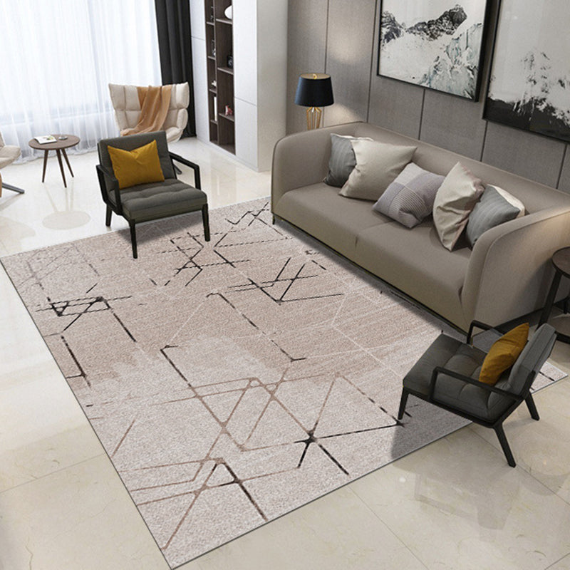 BowLift | Novelty Bedroom Rug in Ivory and Brown Geometric Triangle Print Rug Polyester Washable Area Rug