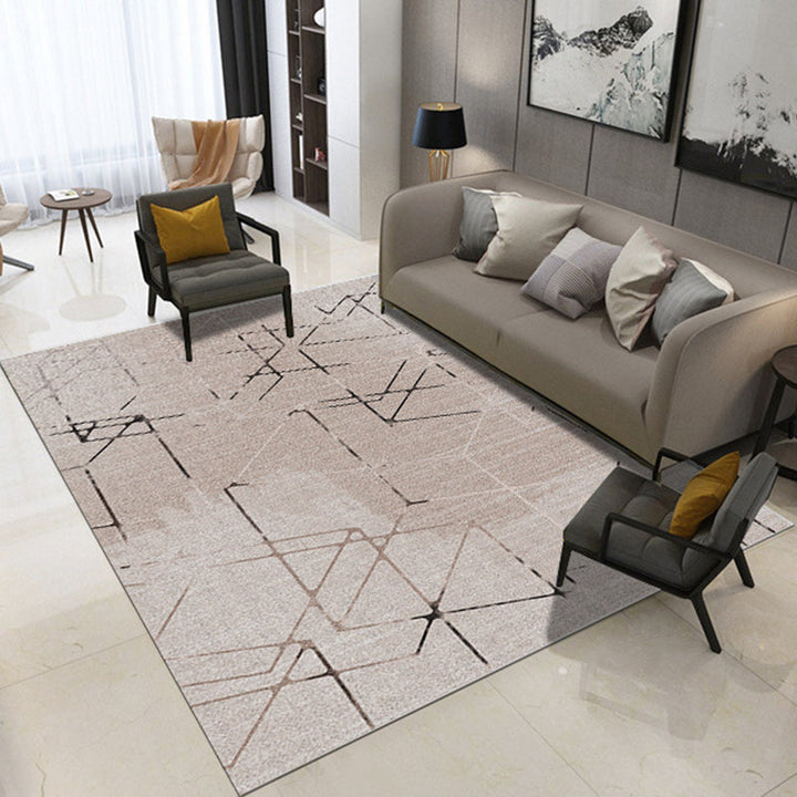 BowLift | Novelty Bedroom Rug in Ivory and Brown Geometric Triangle Print Rug Polyester Washable Area Rug