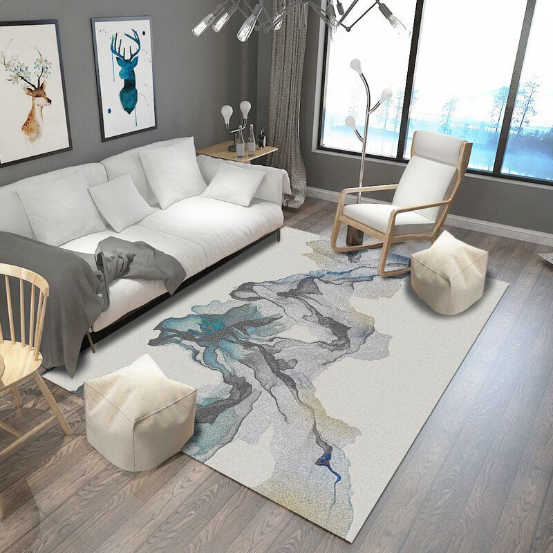 BowLift | Creative Abstract Pattern Carpet Gray Contemporary Carpet Polyester Washable Non-Slip Back Area Rug for Living Room