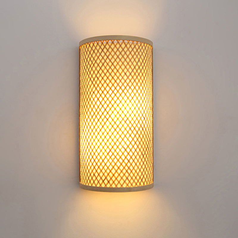 BowLift | Half-cylindrical wall lamp for flush mounting Minimalist bamboo 1 head hallway wall light in beige