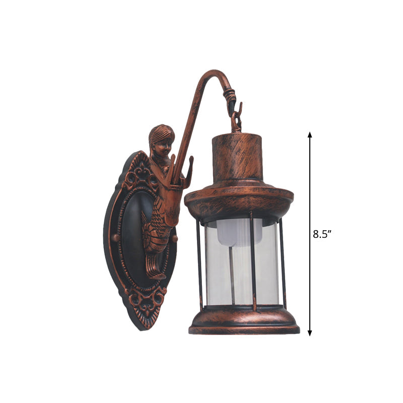 BowLift | Clear Glass Black/Bronze/Copper Wall Light Kerosene 1-Light Vintage Style Wall Lamp Light for Outdoor