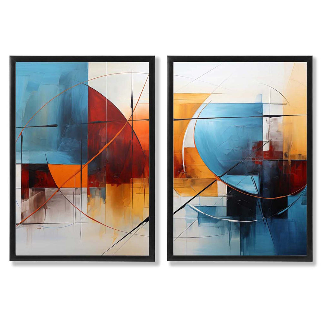 Abstract Colorful Watercolor Shapes Set of 2 Framed Art Prints | Bowlift
