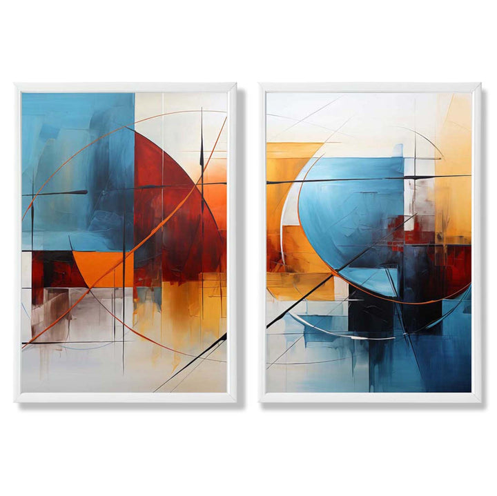 Abstract Colorful Watercolor Shapes Set of 2 Framed Art Prints | Bowlift