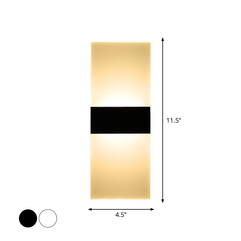 BowLift | Black/White Rectangular LED Wall Light Minimalist Acrylic Thinnest Wall Mounted Lamp in Warm/White Light, 11.5"/16" B