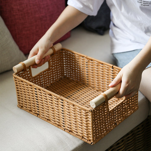 Decorative Woven Storage Basket with Handles Bowlift