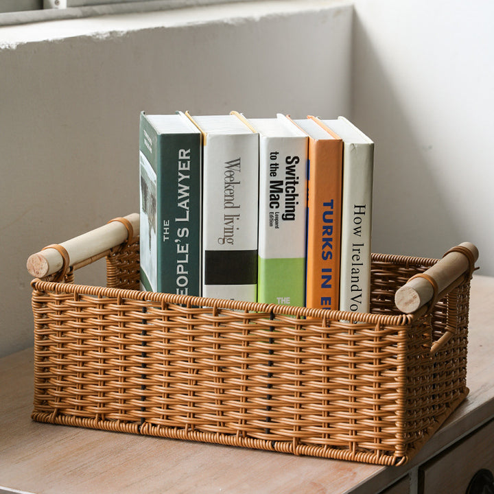 Decorative Woven Storage Basket with Handles Bowlift