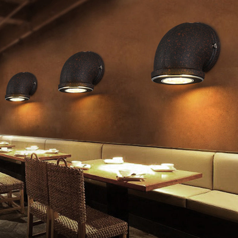 BowLift | Iron Black Surface Wall Sconce Water Pipe/Cage/Fist-shaped 1-Bulb Industrial Style Wall Mounted Light Fixture