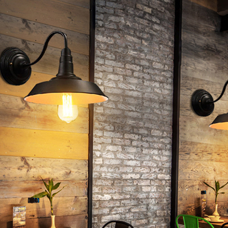 BowLift | Iron Black Surface Wall Sconce Water Pipe/Cage/Fist-shaped 1-Bulb Industrial Style Wall Mounted Light Fixture