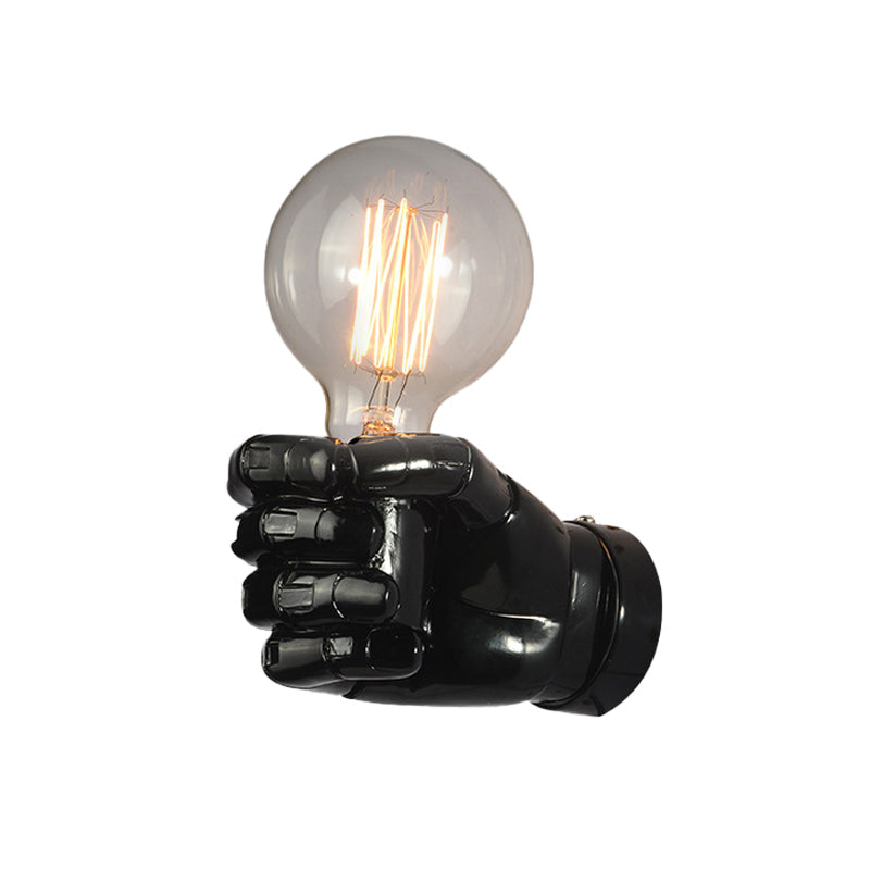 BowLift | Iron Black Surface Wall Sconce Water Pipe/Cage/Fist-shaped 1-Bulb Industrial Style Wall Mounted Light Fixture