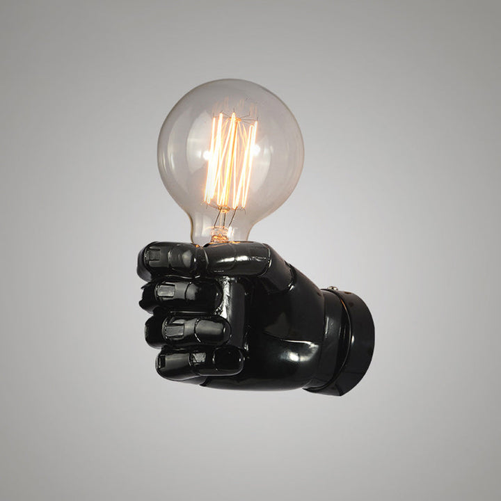 BowLift | Iron Black Surface Wall Sconce Water Pipe/Cage/Fist-shaped 1-Bulb Industrial Style Wall Mounted Light Fixture