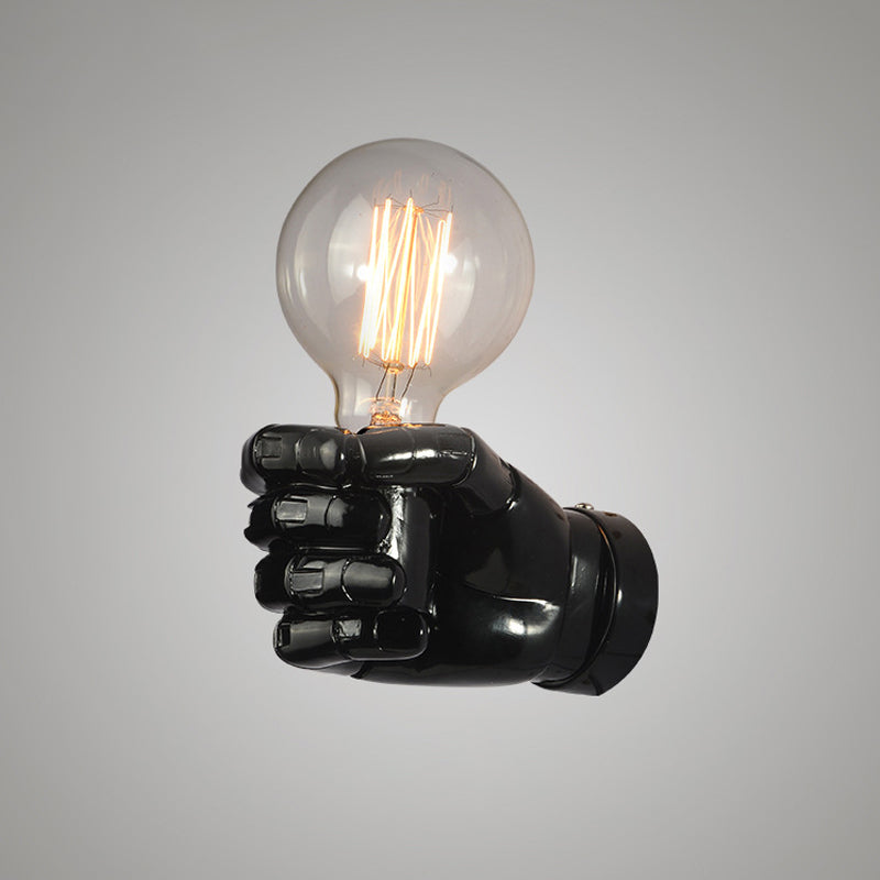 BowLift | Iron Black Surface Wall Sconce Water Pipe/Cage/Fist-shaped 1-Bulb Industrial Style Wall Mounted Light Fixture