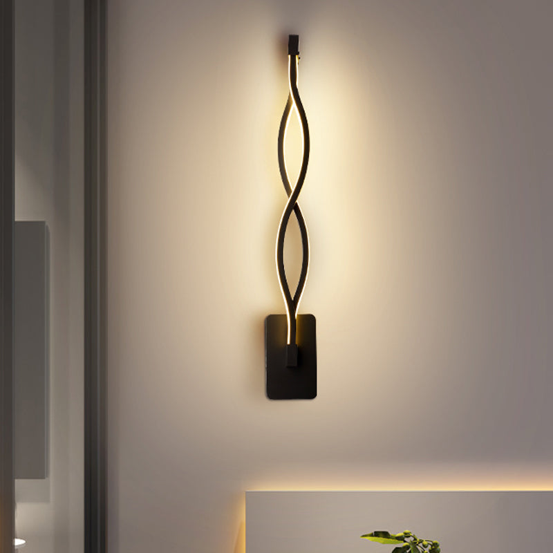 BowLift | Minimalistic LED Wall Spotlight Black/White Wavy/Musical Nocturne/Combined Wall Lamp with Acrylic Shade for Bedroom