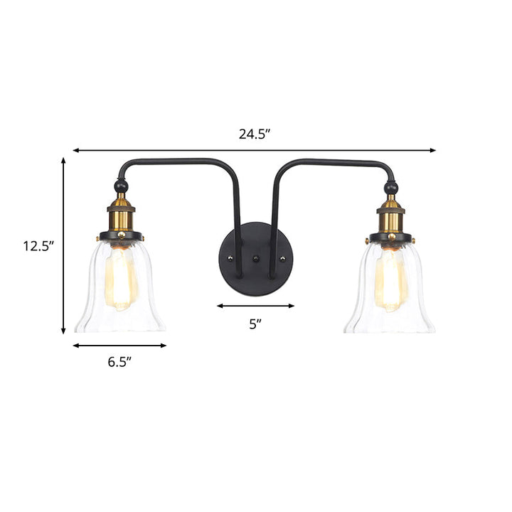 BowLift | Pears/Bubbles Indoor Wall Lamp Factory Clear Glass 2 Lights Wall Lamp Fixture in Black