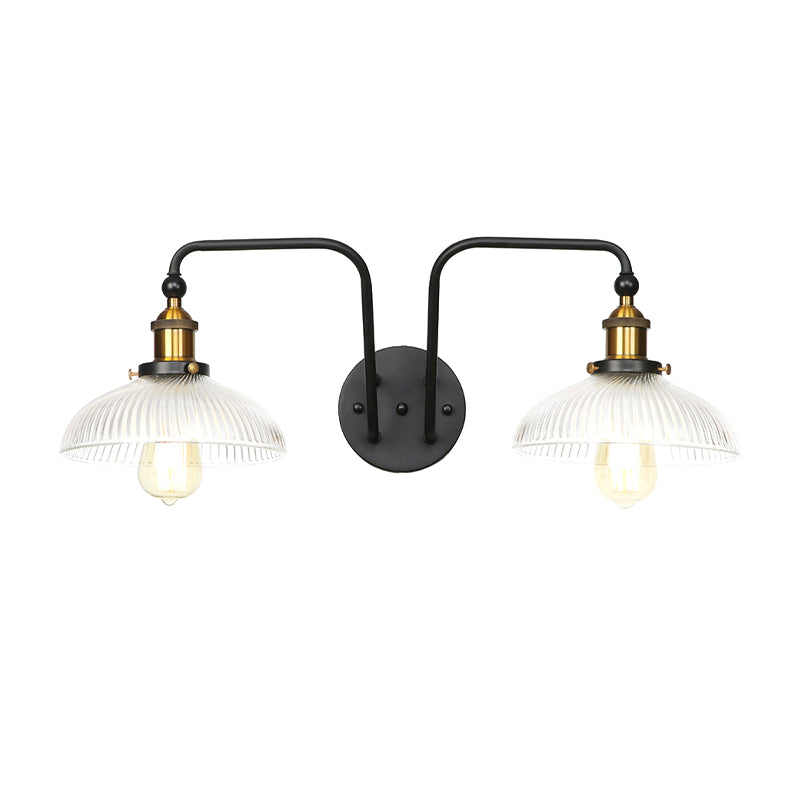 BowLift | Black Globe/Sconce Wall Lamp Industrial Design Clear Glass 2 Lights Dining Room Wall Lighting