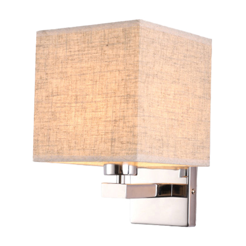 BowLift | Beige/Flax/Coffee Cube Wall Light Nordic Style 1 Head Fabric Wall Mounted Light Source for Bedroom