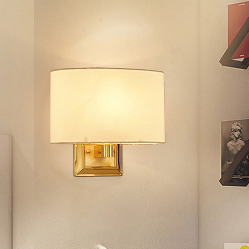 BowLift | Minimalistic Curved Wall Mounted Lamp Fabric 1-Light Dining Room Wall Light in Chrome/Gold