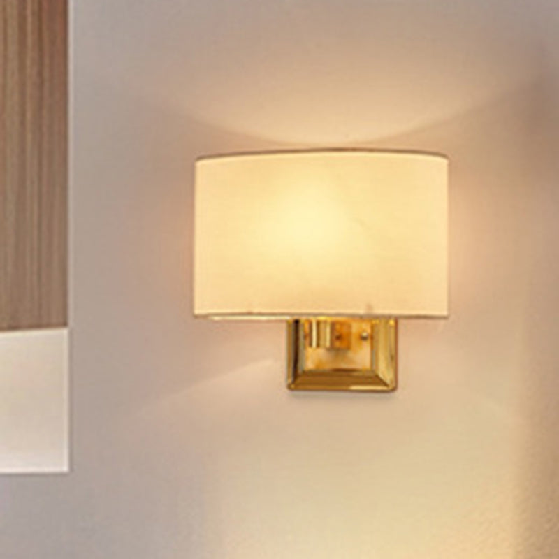 BowLift | Minimalistic Curved Wall Mounted Lamp Fabric 1-Light Dining Room Wall Light in Chrome/Gold