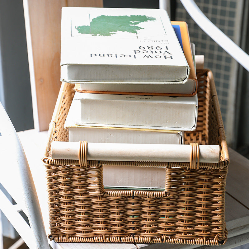 Decorative Woven Storage Basket with Handles Bowlift