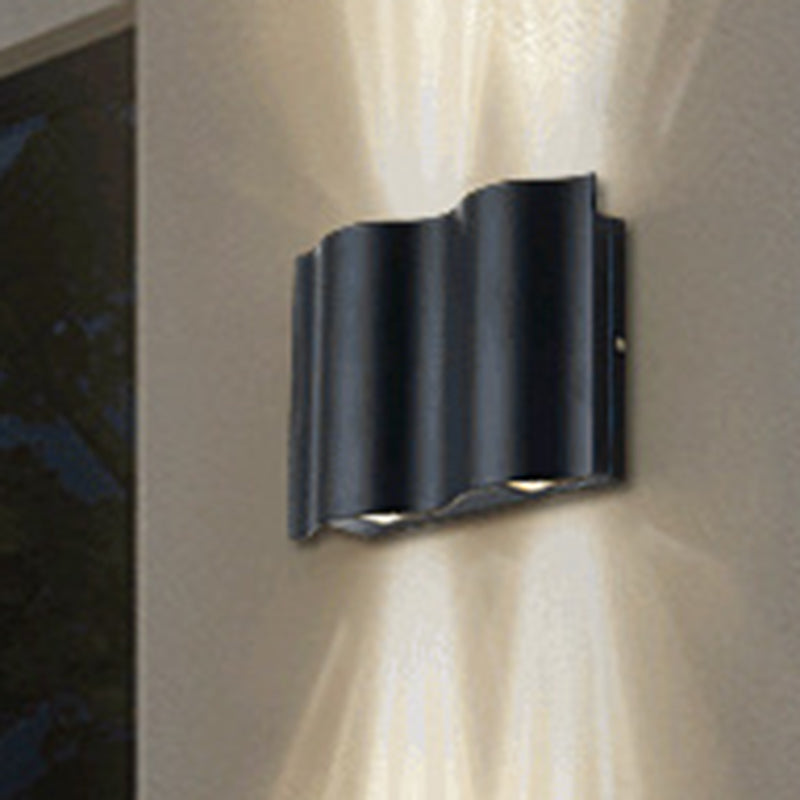 BowLift | 2/4/6-Light Patio LED Wall Light Modern Black Surface Mounted Wall Light with Wavy Metal Shade, Warm/White Light