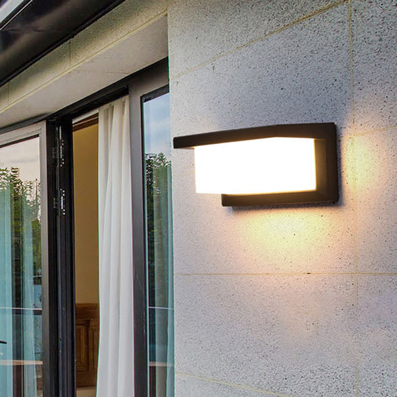 BowLift | Arc/Rectangle/Oblong LED Wall Light Contemporary Aluminium Black Flush Mount Wall Light for Courtyard