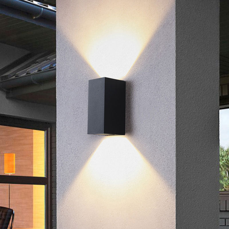 BowLift | Modern 1/2-Light LED Outdoor Wall-Mounted Black Triangle/Cylinder/Rectangle Sconces Lighting with Metal Shade