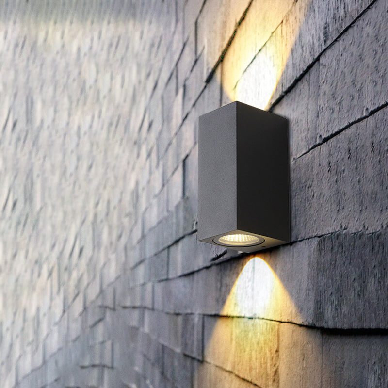 BowLift | Modern 1/2-Light LED Outdoor Wall-Mounted Black Triangle/Cylinder/Rectangle Sconces Lighting with Metal Shade