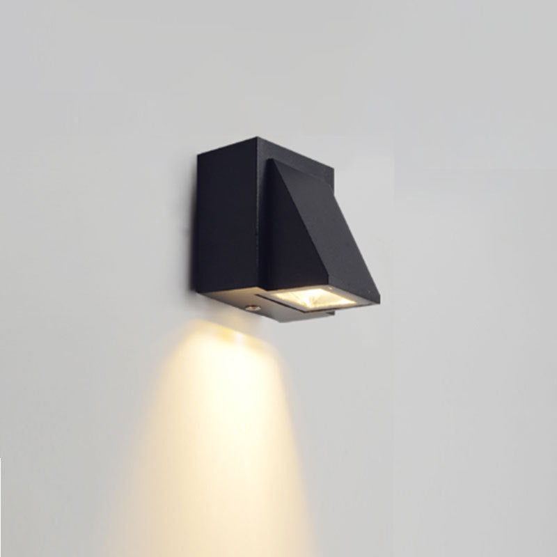 BowLift | Modern 1/2-Light LED Outdoor Wall-Mounted Black Triangle/Cylinder/Rectangle Sconces Lighting with Metal Shade