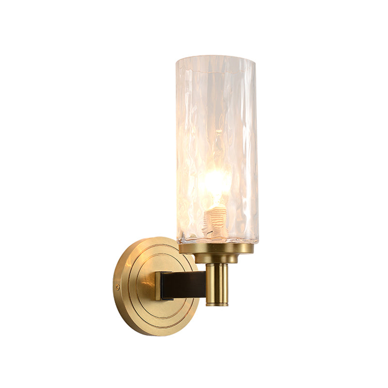 BowLift | Cylinder/Ball-Shaped Wall Light Postmodern Water Glass/Cut Crystal 1 Bulb Gold Wall-Mounted Light for Living Room
