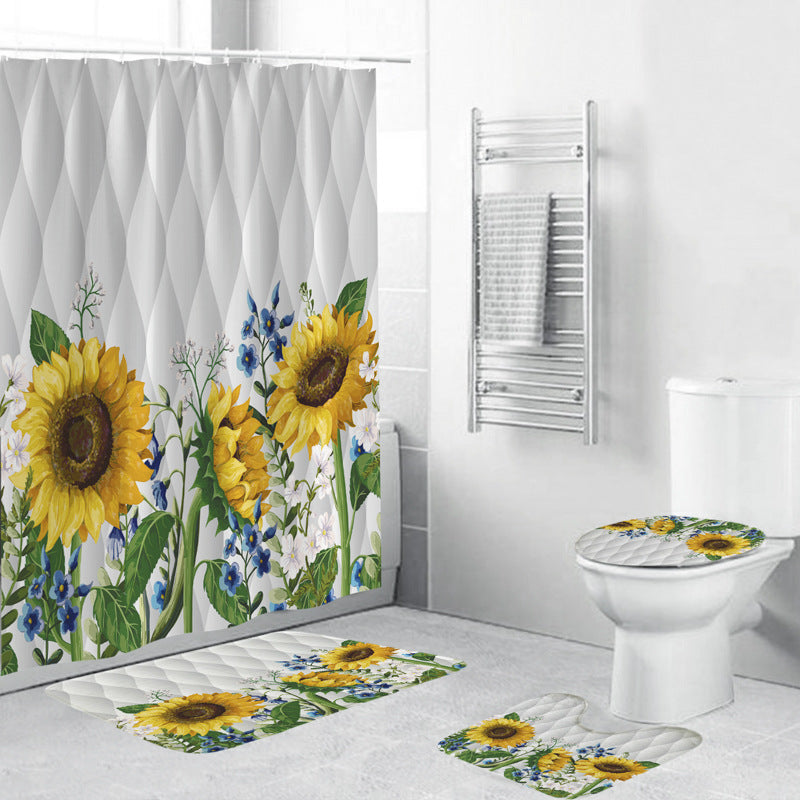 Floral Shower Curtain and Mat Set Bowlift