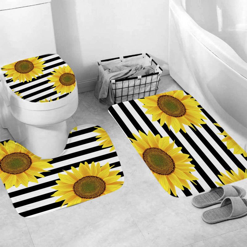 Floral Shower Curtain and Mat Set Bowlift