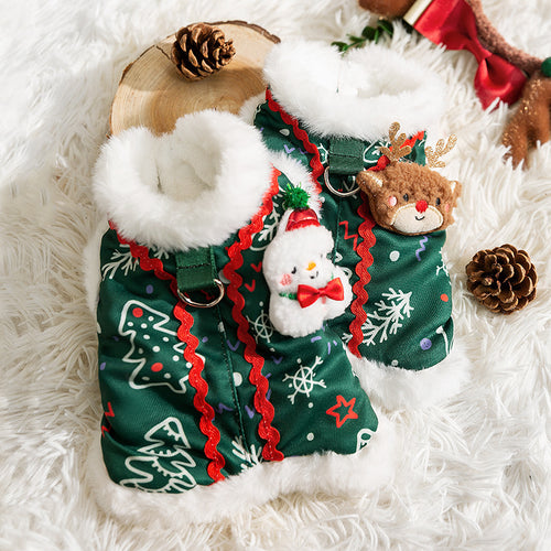 Quilted dog coat with cartoon design