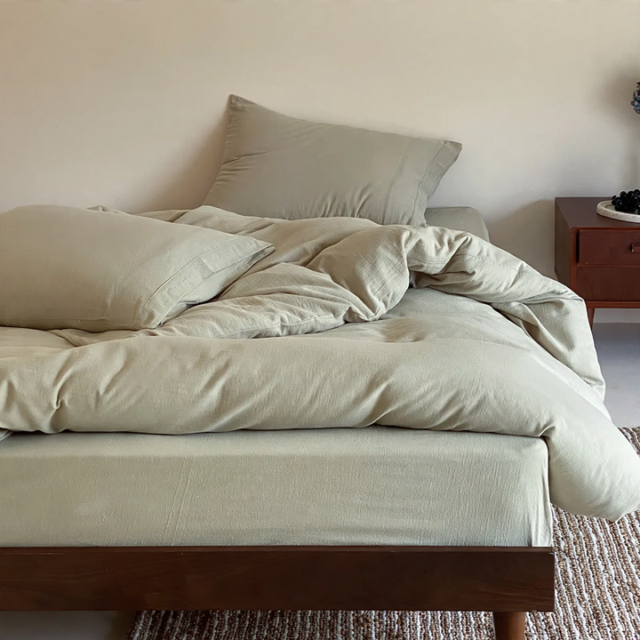 Double-layered cotton muslin bedding set