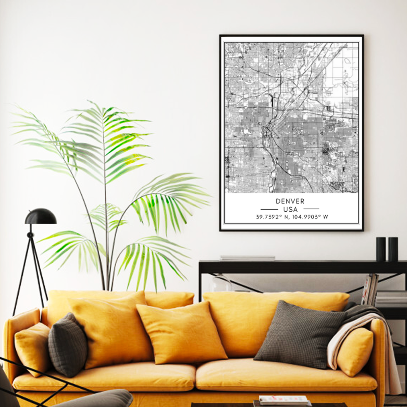 Denver City Map - Canvas Wall Art Painting | Bowlift