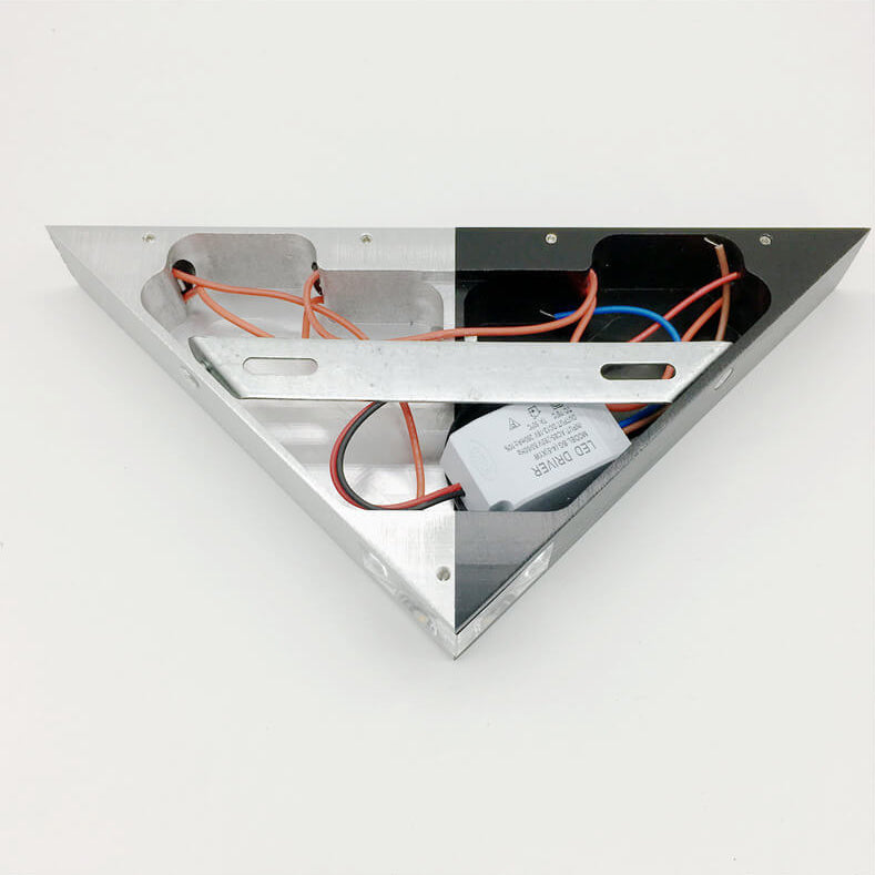 BowLift | TriLumina Prism LED Wall Light | Creative Pyramid Design | Aluminum & Acrylic | Colored Light Options