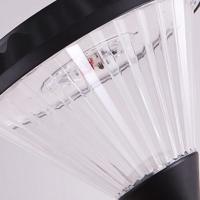 Modern Black Solar Die-Cast Aluminum Glass Outdoor Patio Waterproof Column Head Light | Bowlift