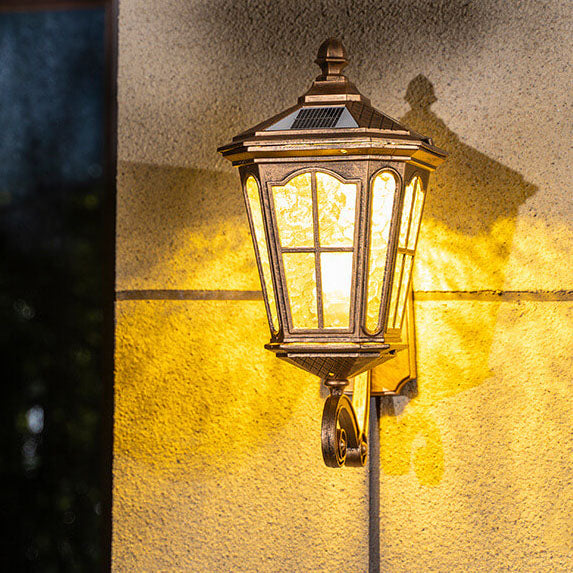 European Solar Outdoor Lantern Aluminum Glass Waterproof 1-Light Wall Sconce Lamp | Bowlift