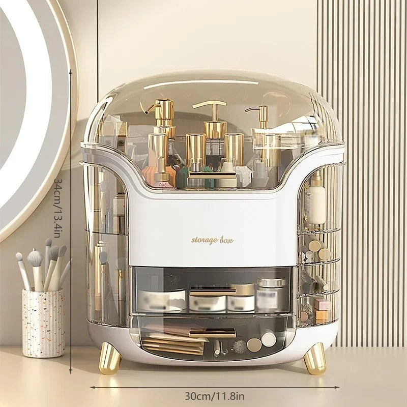 BowLift | Luxury Transparent Makeup Organizer with Sliding Doors and Drawers