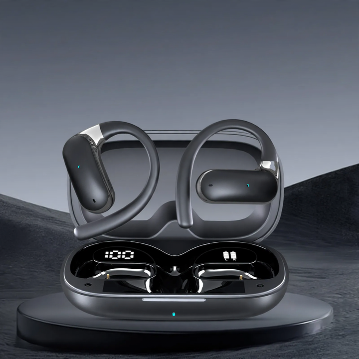 Wireless ear hook headphones, open, for running