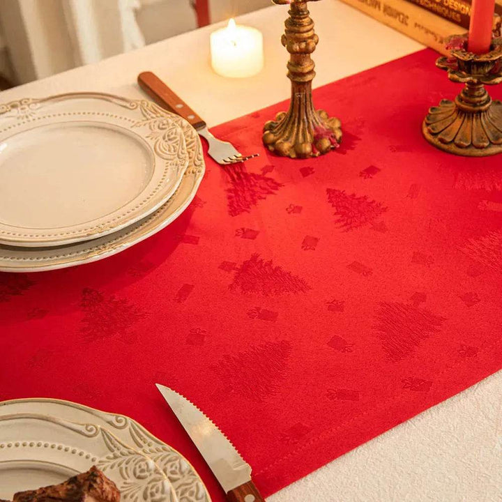 BowLift | Christmas Table Runner Dark Jacquard Dining Table
