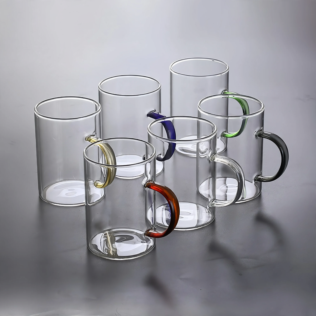 Borosilicate glass cup with wooden handle, 360 ml