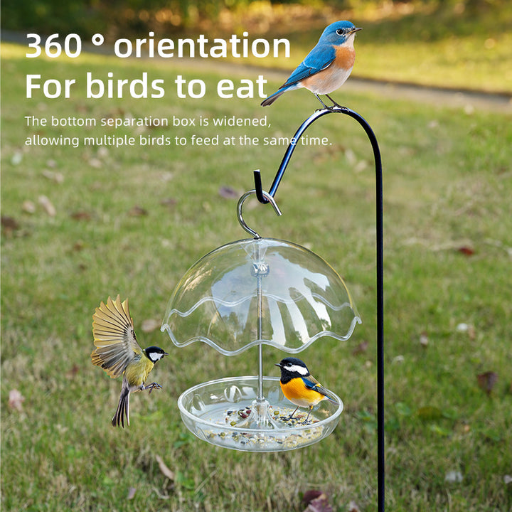 Weatherproof bird feeder station in umbrella design
