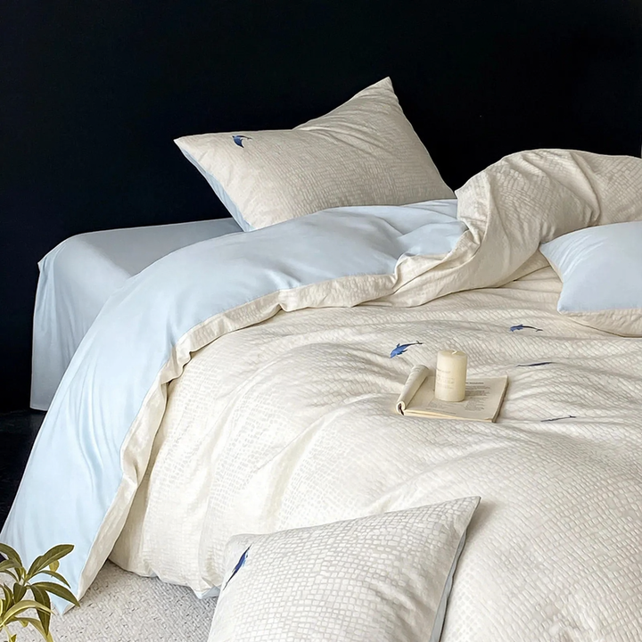Cotton bedding set, jacquard weave, geometric