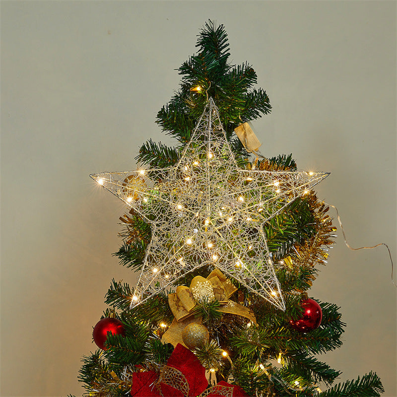 LED Christmas tree topper star, wire mesh