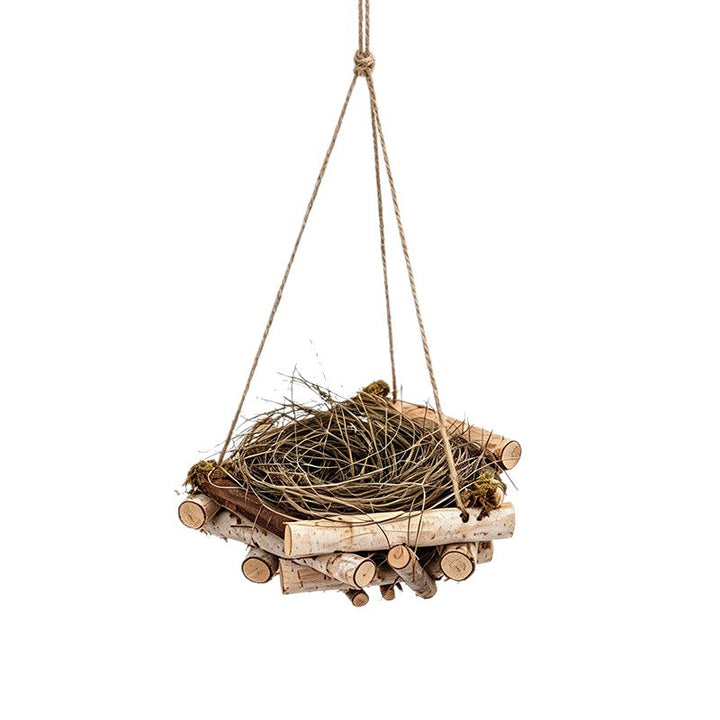 Hanging birdhouse made of birch wood
